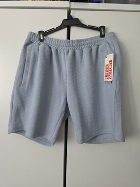 Fleece Factory L Men's Light Blue Textured Pull-On Shorts NWT